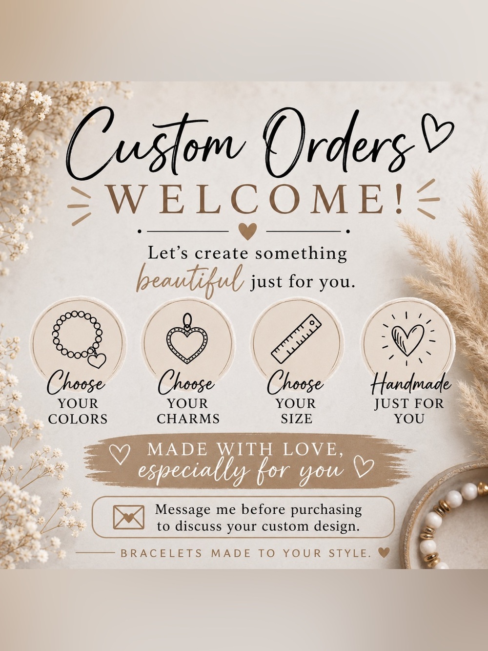 Custom Handmade Beaded Charm Bracelets | Personalized Jewelry